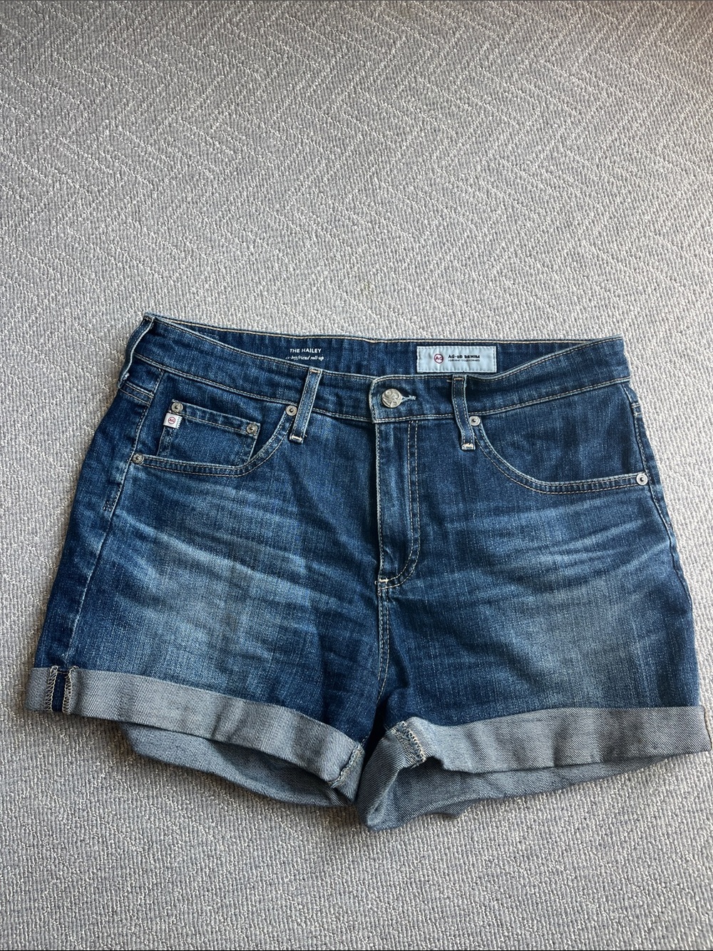 Ag Adriano Goldschmied The Hailey ex-bf roll-up Blue Cuff Denim Shorts